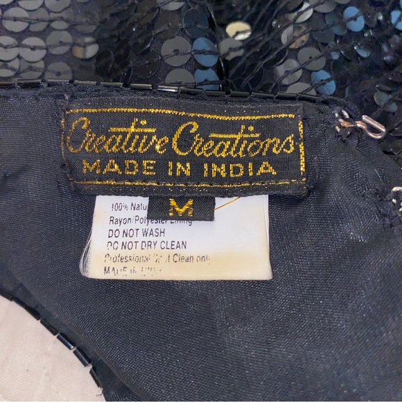Vintage Creative Creations Sz M Silk Lined Fully Beaded Sequined LS Top - Picture 11 of 13